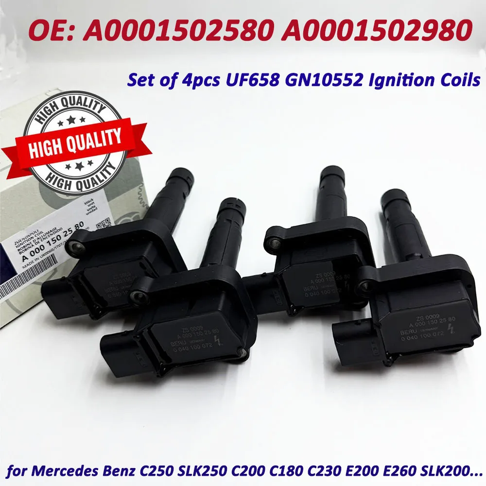 4 шт. катушка зажигания A0001502580 0001502580 для Mercedes Benz m271 s211 s212 w212 w204 1 8 T L4 A0001502980 0001502980 UF658