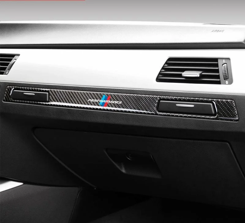 

Автомобильный Стайлинг интерьер углеродное волокно M эффективная наклейка Copilot держатель стакана для воды панель полоса отделка для BMW e90 e92 ...