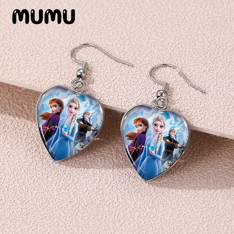 Новинка 2024 висячие серьги в форме сердца принцессы Эльзы Анны ручной работы