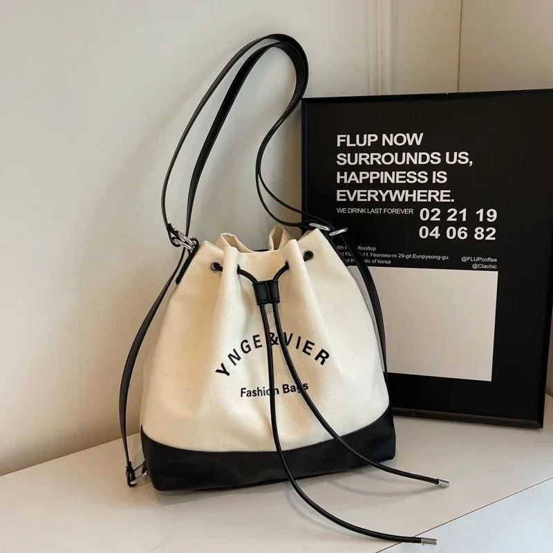 Повседневная Вместительная женская сумка-мешок на шнурке стильная элегантная