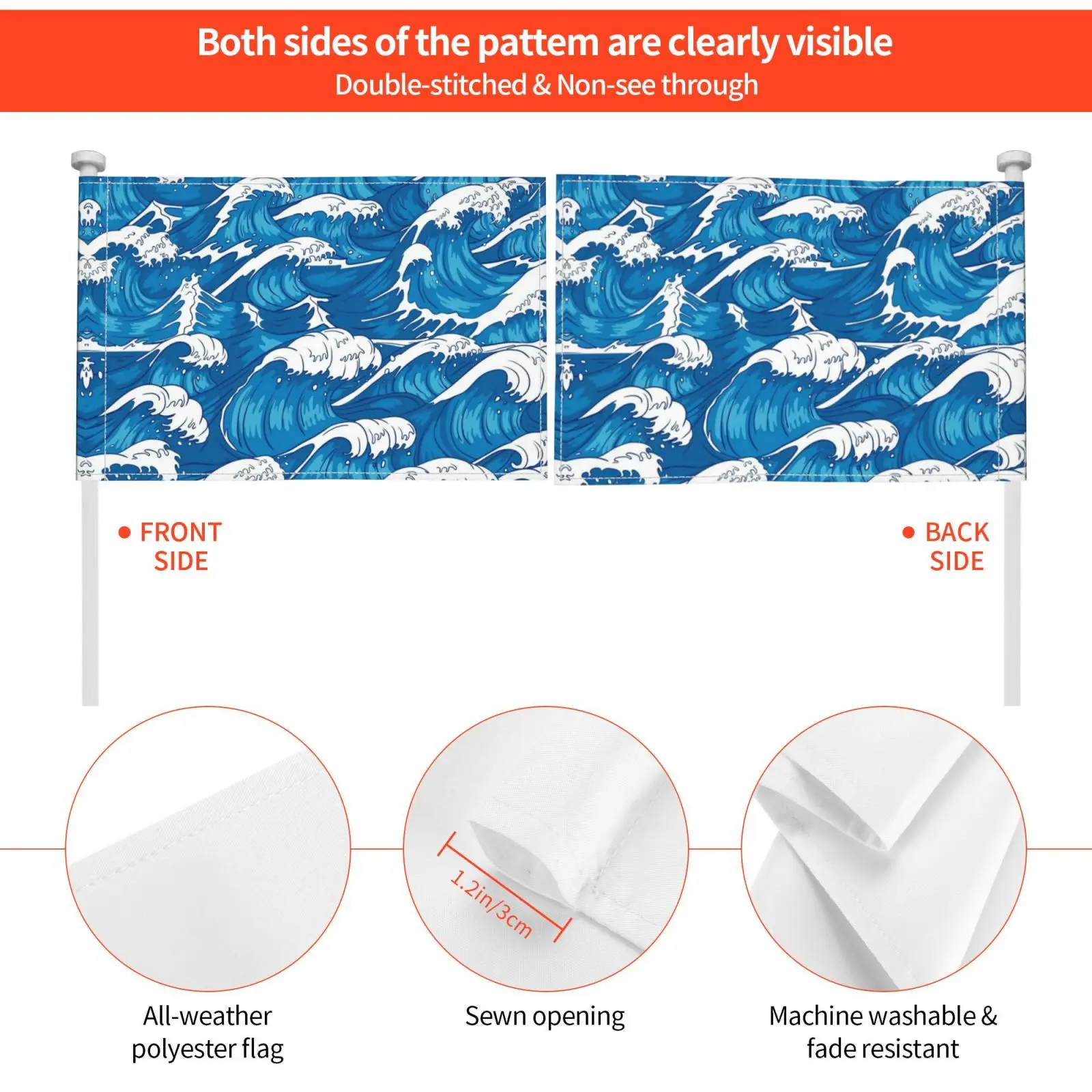 Синий океан волны рисунок флаг автомобиль смешной синий Цвет Цветные Волнистые