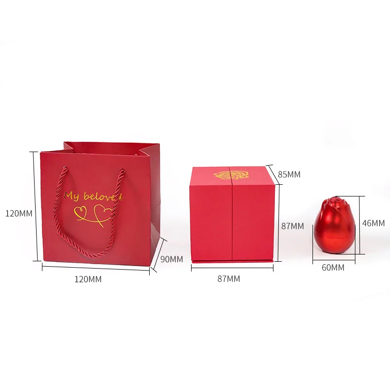 Jewelry Display box Simple Necklace Pendant storage boxes Red Metal Rose Couple jewelry organizer packaging box for Mother's Day