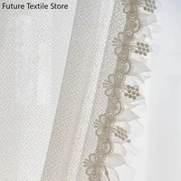 french curtains for living dining room bedroom lace gauze translucent white high end retro light luxury dream customize