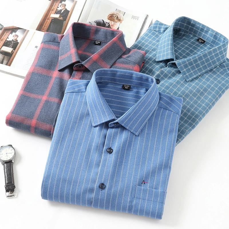 2022 New Long Sleeve Men's Plaid Casual Shirt New Hot Fashion Comfortable Soft Fashion Regular Fit Brushed Checked Shirt
