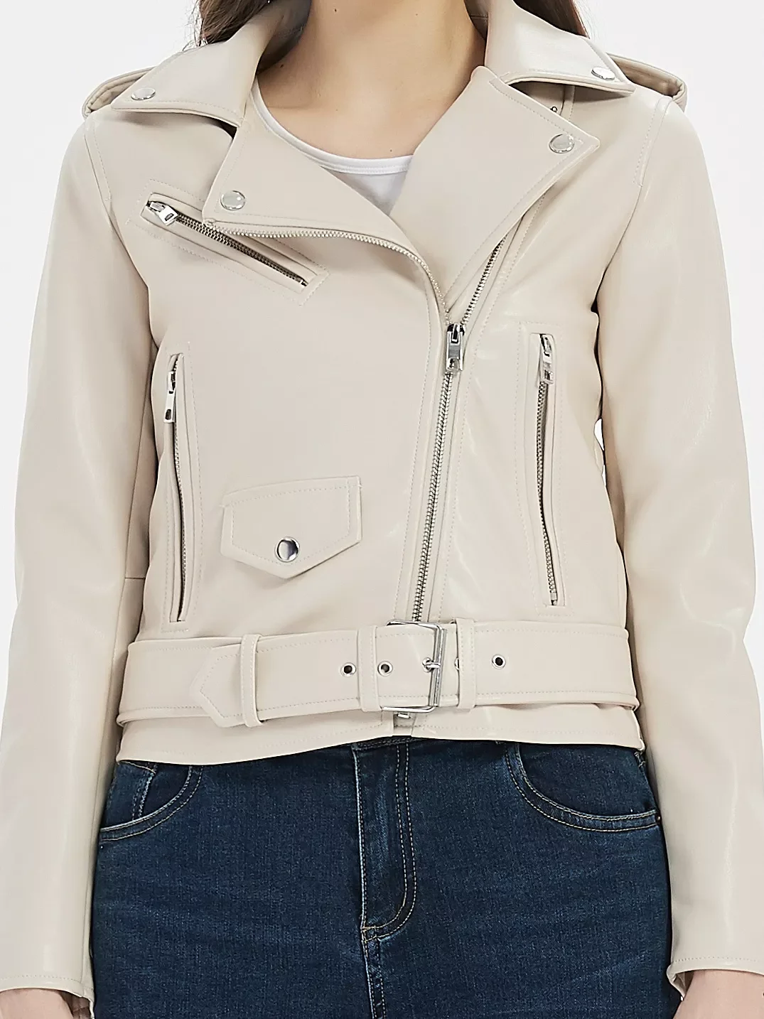 

Куртка женская осенне-зимняя из мягкой искусственной овечьей кожи на молнии