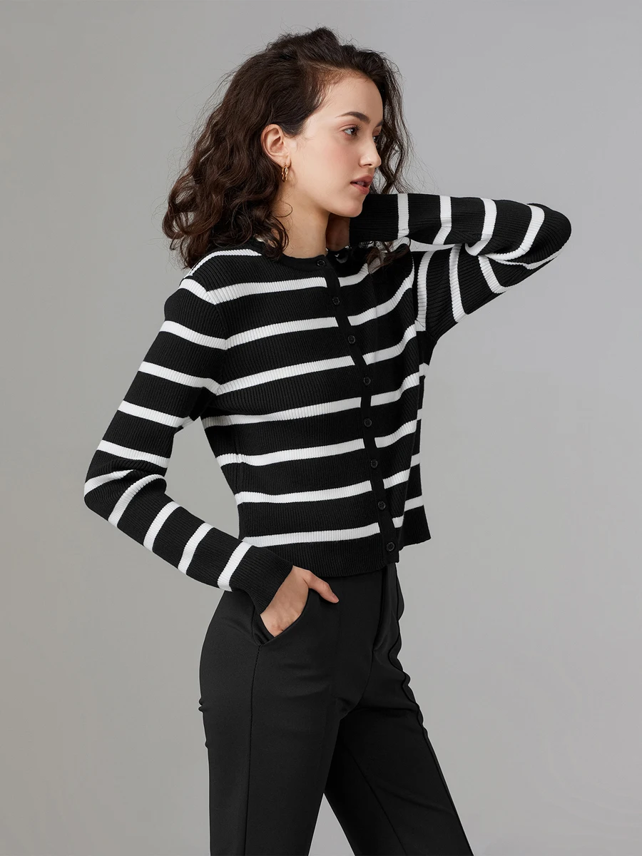 Женские свитера на пуговицах повседневные легкие вязаные кардиганы в полоску с