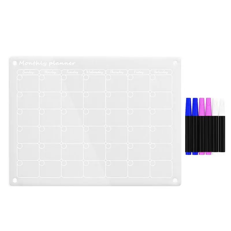 

Acrylic Calendar Clear Magnetic Whiteboard For Fridge Workout Board With Line Wall Fridge Organization