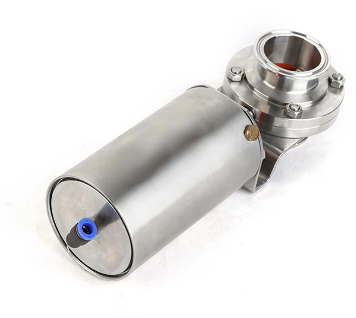 

Food grade Stainless Steel Pneumatic Butterfly Valve With Tri Clamp