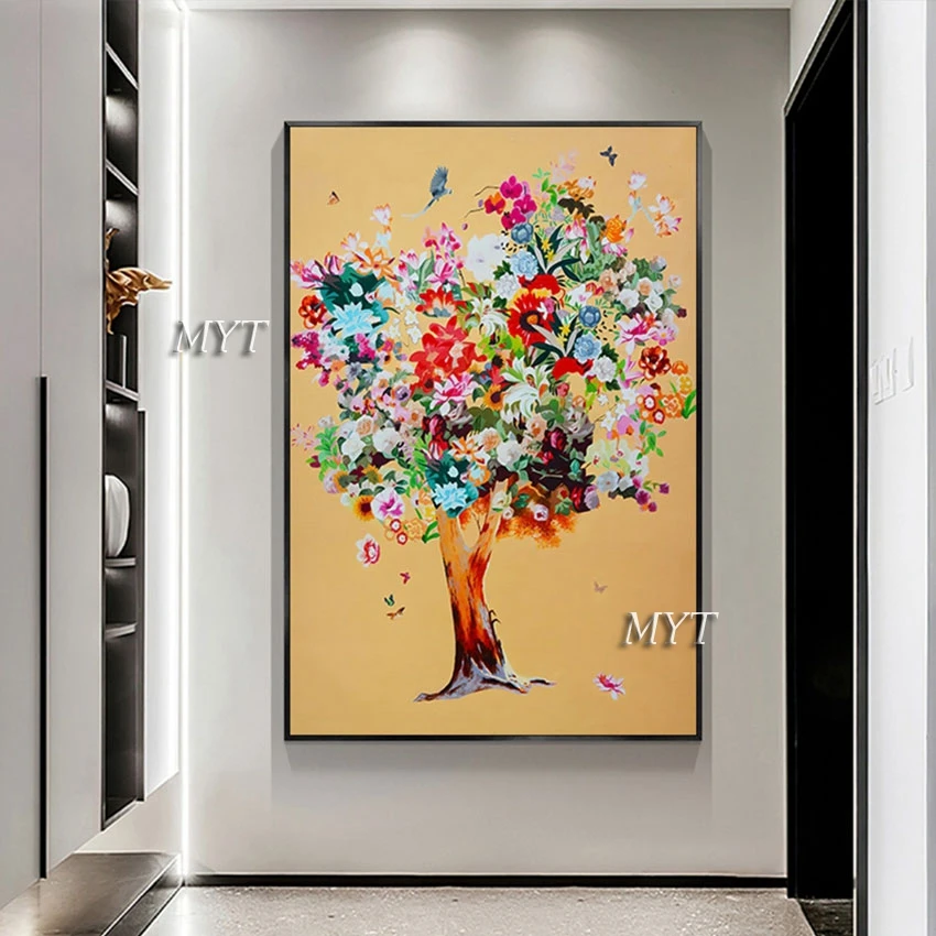 Офисный Декор без рамки Большие абстрактные настенные картины цветы дерево