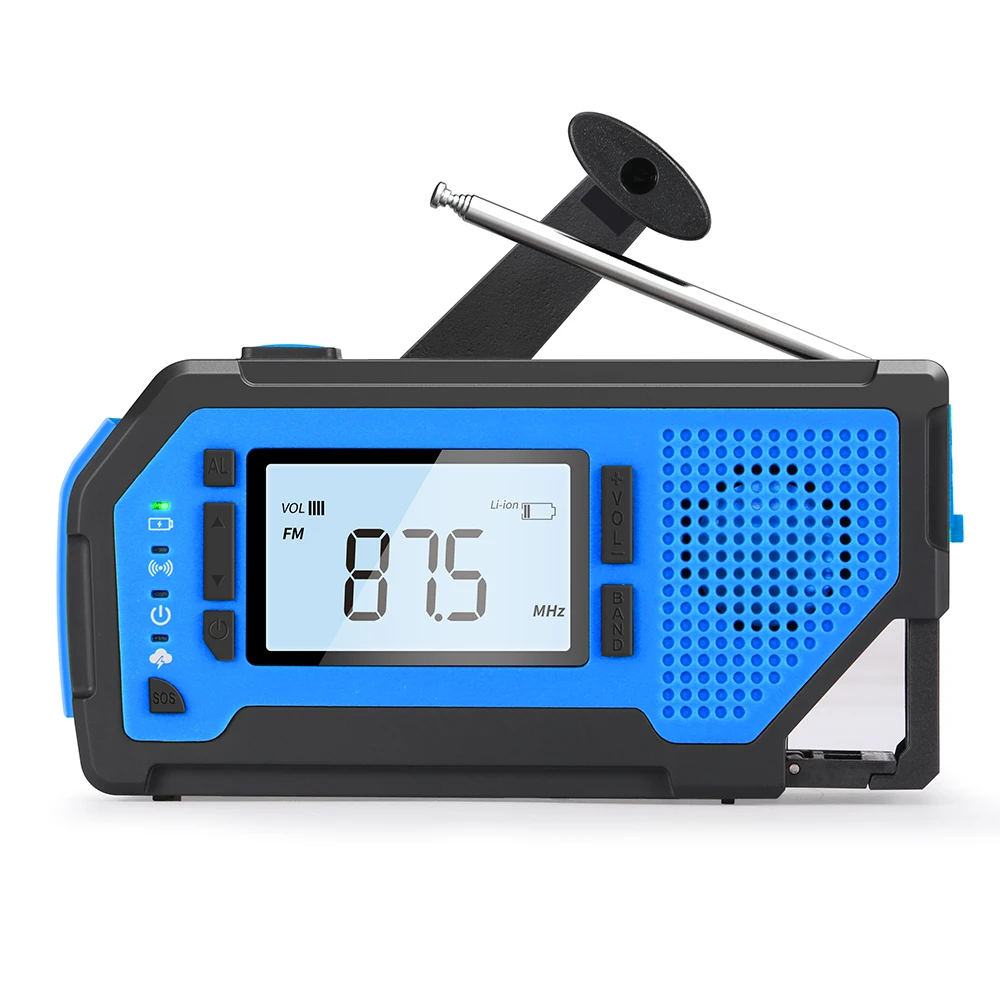 

2000mAh Solar Radio Multifunctional Emergency Radio Mobile Solar Powerbank LCD Digital Display with LED Flashlight Dropshiping