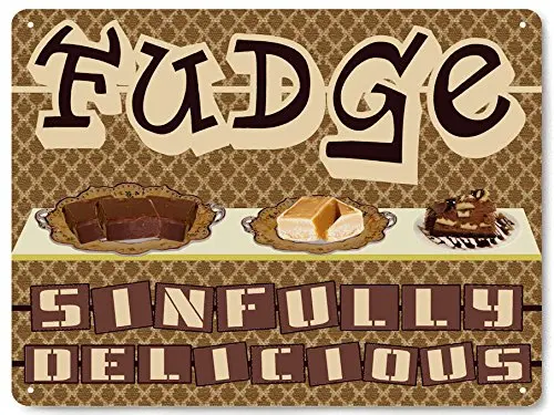 

CANDY FUDGE metal sign gum suckers chocolates / STORE display / vintage style RETRO kitchen wall decor art
