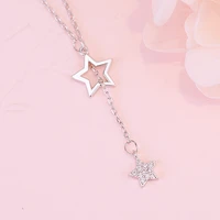 women pentagram tassel necklace shining stars long necklace festive birthday party friendship jewelry