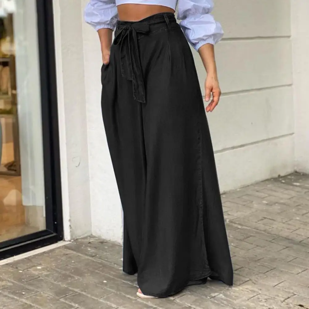 

Long Fabulous Lace Up Floor Length Lady Pants Skirt Belt Women Pants Skirt Solid Color Daily Clothes