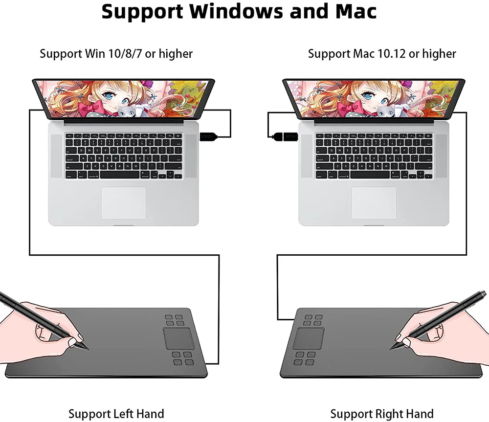 

2022. A50 10*6 Inches Drawing Tablet 5080DPI 250PPS Digital Pen Tablet Anime Graphic Tablet with 8192 Levels Battery-Free Pen