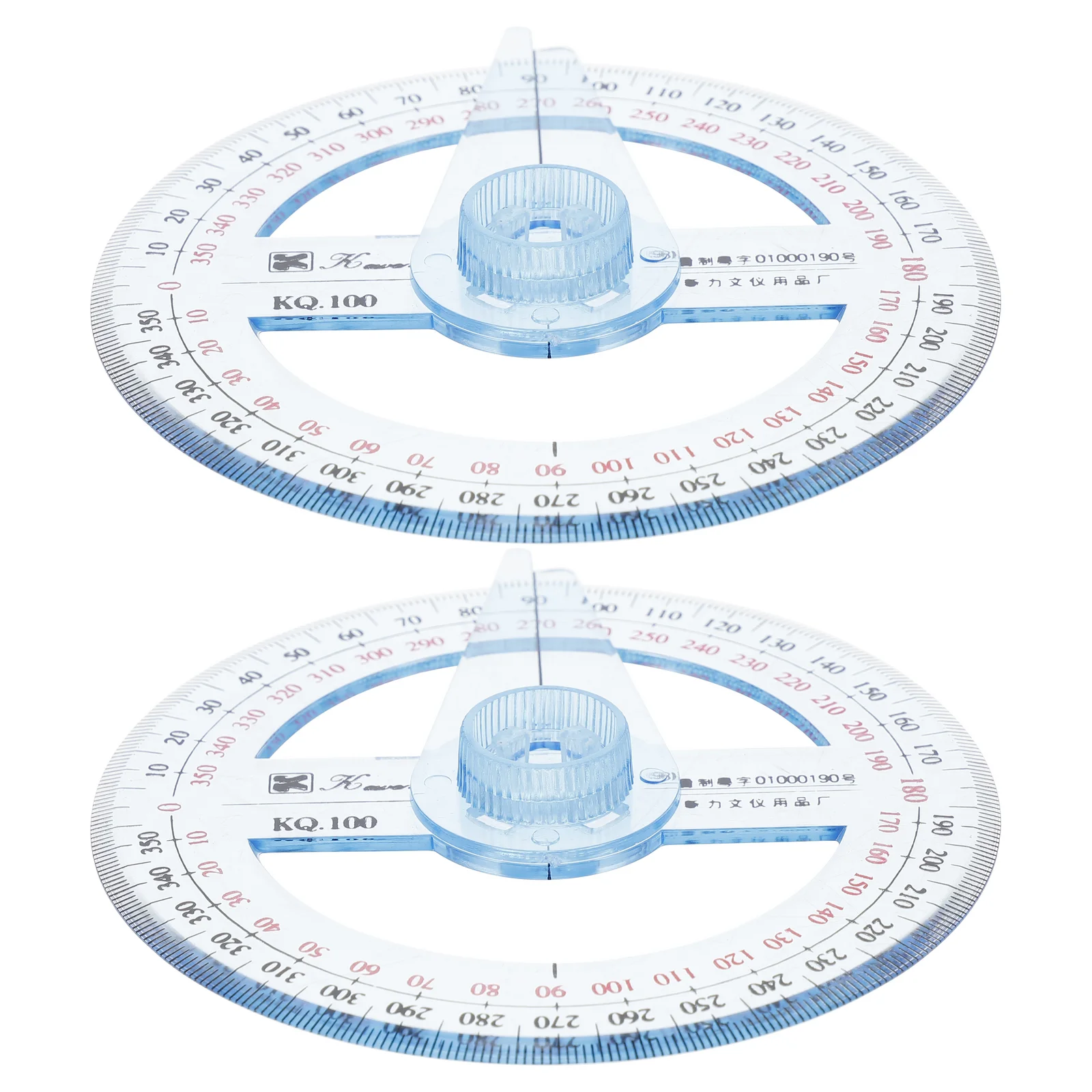 

2Pcs 360-degree Circle Protractor For Primary School Students Transparent Plastic Goniasmometer Rotating Protractors