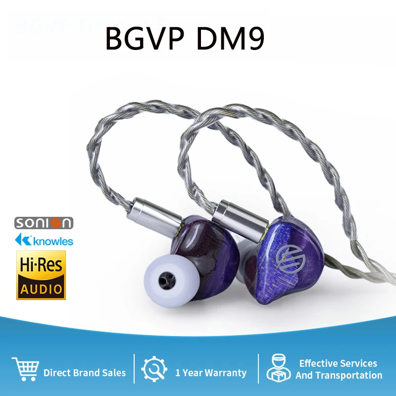 BGVP DM9 4EST + 1DD 4BA Новые флагманские проводные наушники-вкладыши HIFI-монитор с кабелем