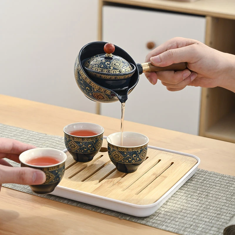 

Teaware Chinese Tea Set Gong fu Tea Sets Portable Teapot Set with 360 Rotation Tea Maker and Infuser Portable All in Gift Bag