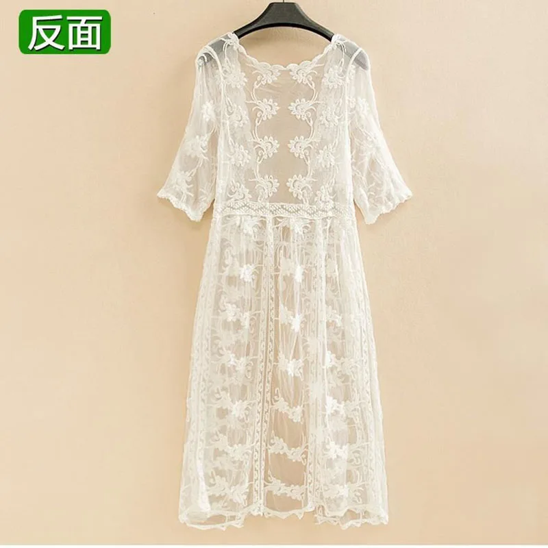 

Geskeey Summer Crochet Mesh Lace Cardigan Hollowed Out To Show Thin Holiday Long Sunscreen Blouse Kimono Hombre Japonés