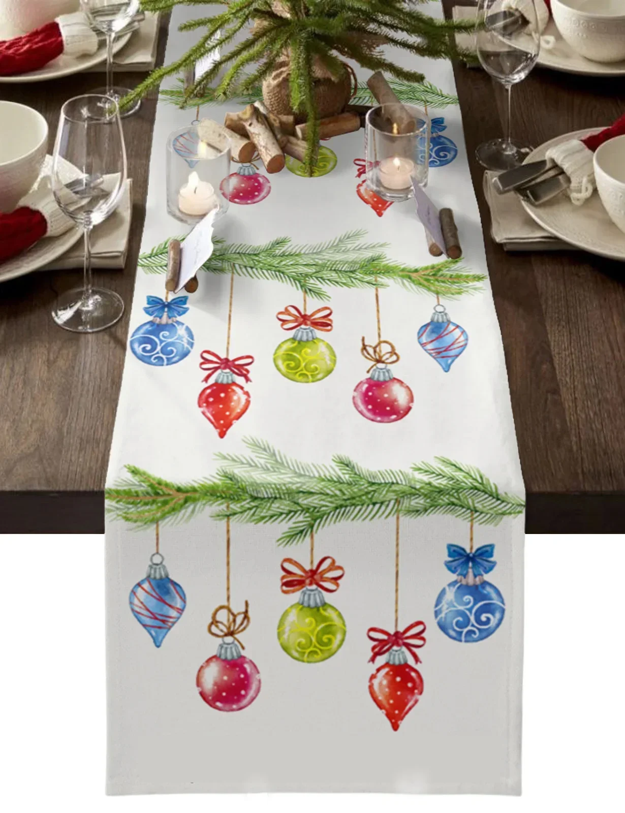 bożonarodzeniowy Holly Balls Lniane bieżniki na stół Komoda Szaliki Dekoracja stołu Zimowy świąteczny bieżnik Dekoracje świąteczne 2024