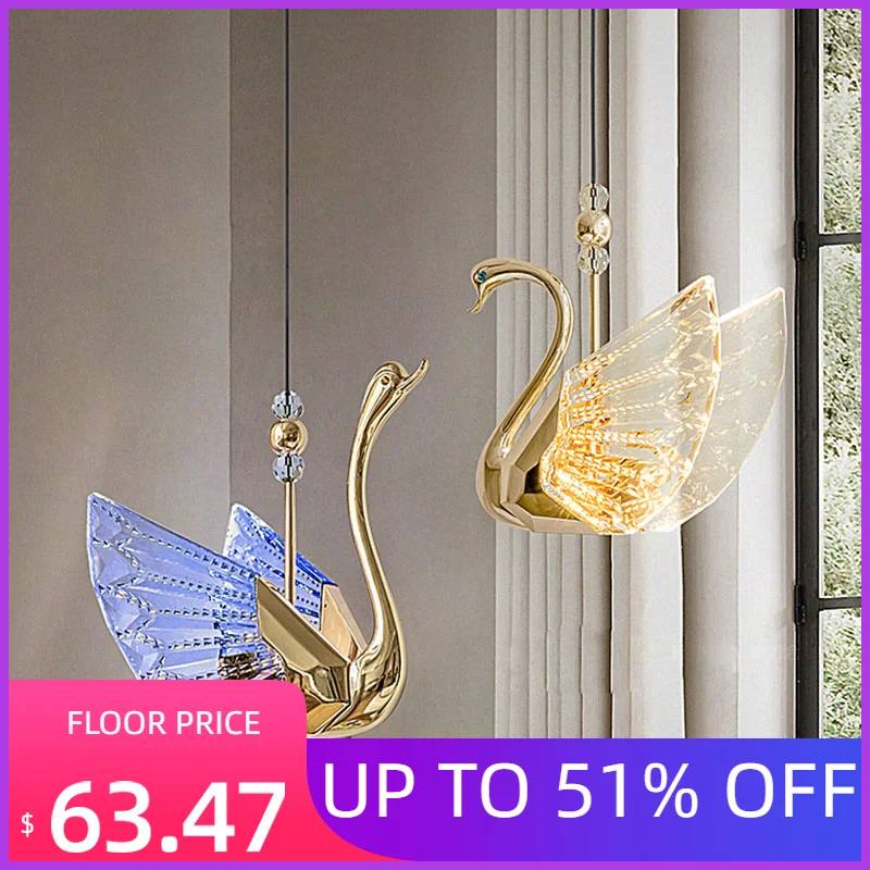 

Modern Design Swan Chandelier Led Lamp Interior Lighting Upholstery Fixtures Perfect for Bedroom Bedside Table Staircase