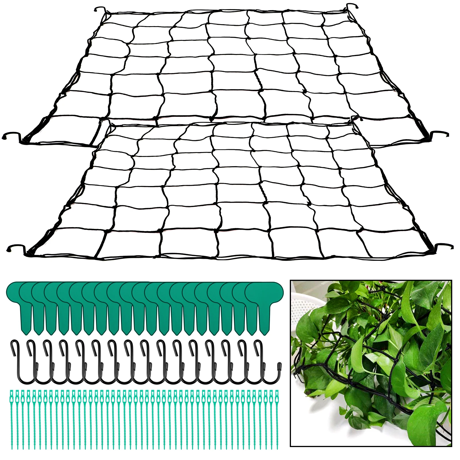 Trellis Netting for 4x4 ft Grow Tents, Dual-Layer Flexible Net 3x3 ft with Stain