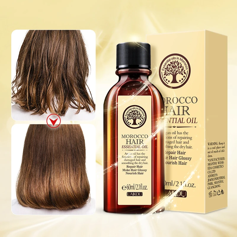 

60ml Hair Care Moroccan Pure Argan Oil Hair Essential Oil for Dry Hair Types Multi-functional Argan Hair Care Products for Woman