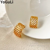s925 needle women jewelry geometric earrings 2022 new trend hot selling golden plating drop earrings for women accessories