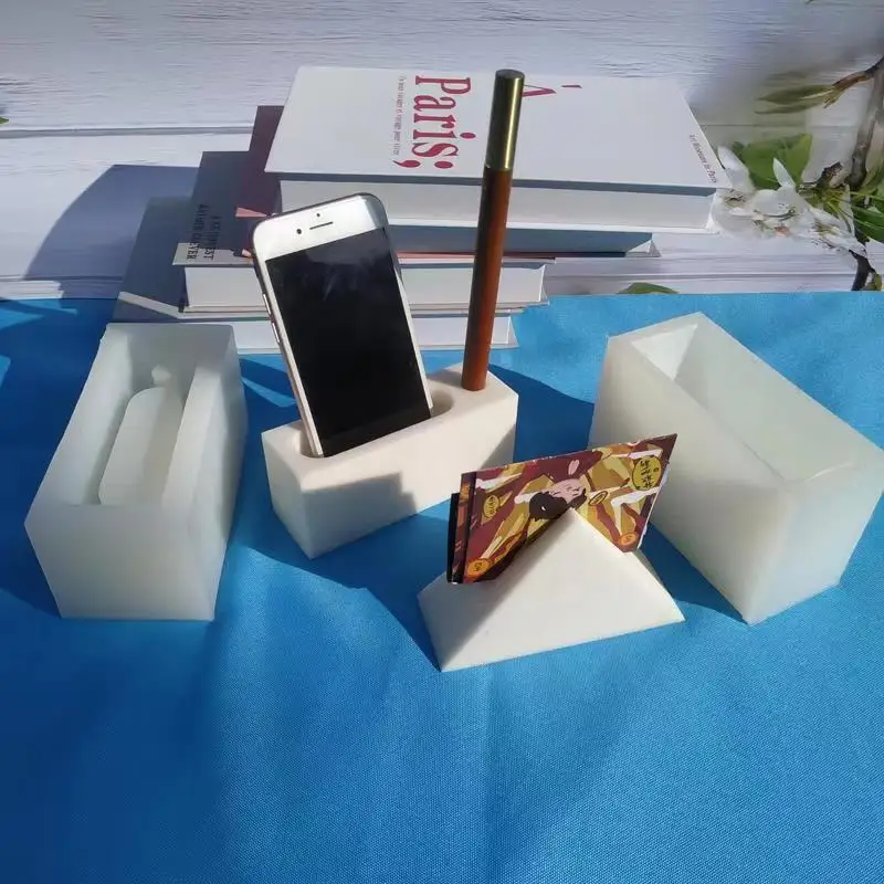 terrazzo concrete business card holder silicone molds office supplies tools diy clay resin mold phone pen holder tray mold free global shipping