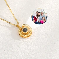 custom photo projection pendant necklace for women stainless steel couple necklace personalized jewelry valentines day gift