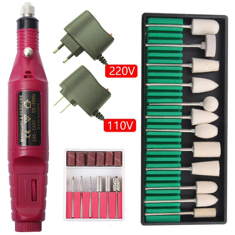 

20000RPM Mini Electric Nail Drill Machine Nail Drill Bits Set Acrylic Nail Drill Nail Buffer Manicure Pedicure Polishing Tools