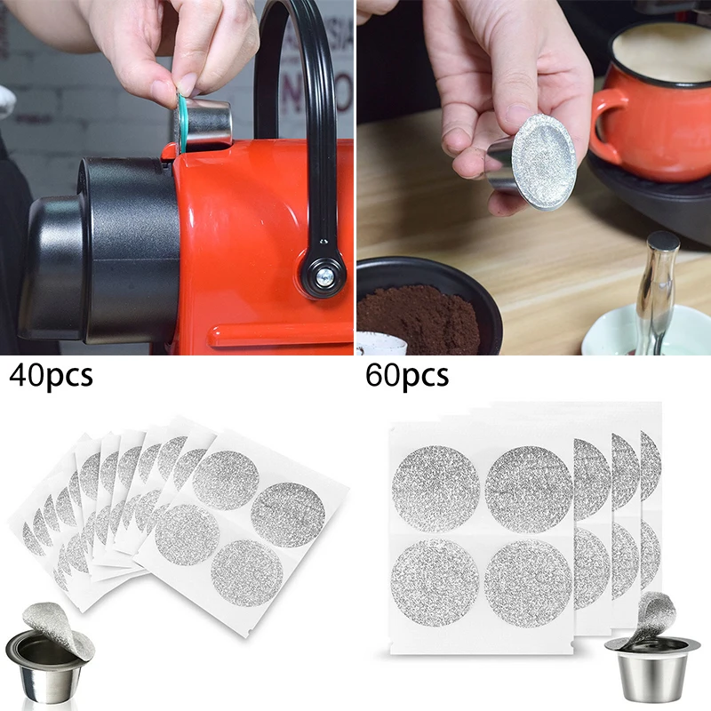 

40/60 Pcs Aluminum Foil Coffee Capsule Seal Lids Pods Sticker Replace For Filling Coffee Capsules 37mm Coffee Supplies