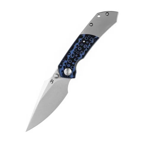 Охотничий нож kanseven Fenrir K1034A3, передний Флиппер, цвет черный/синий, лезвие из потертого камня G10 + титановая ручка