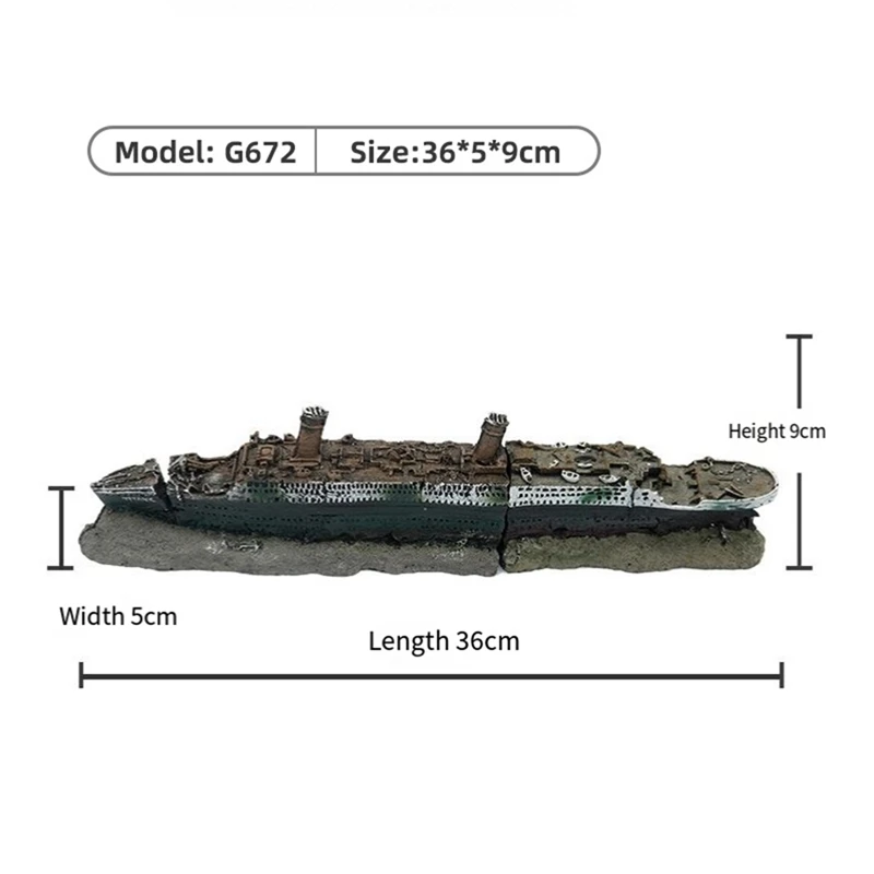 BMBY-аквариум корабельное судно аквариум Ландшафтная смола ремесла сломанный