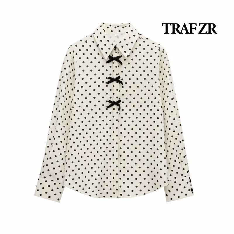 TRAF ZR Свободные блузки для женщин Винтажная блузка Рубашка с длинным рукавом