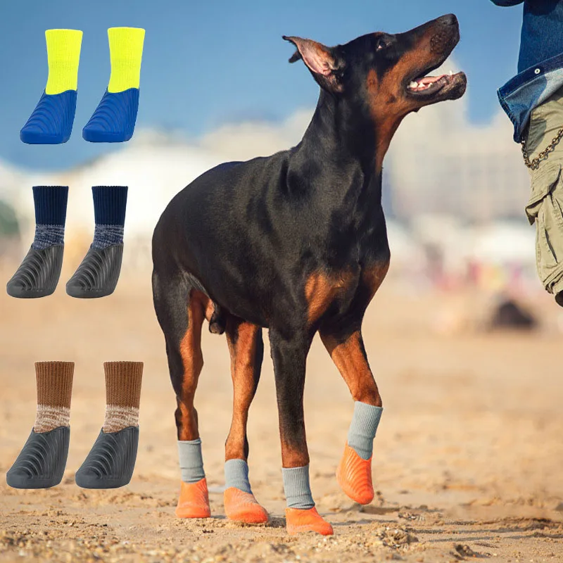 

4PCS/Set Dog Paw Protecto Boots Waterproof Rain Winter Pet Snow Shoes Puppy Sock Shoes with Antislip Soft Hiking and Running