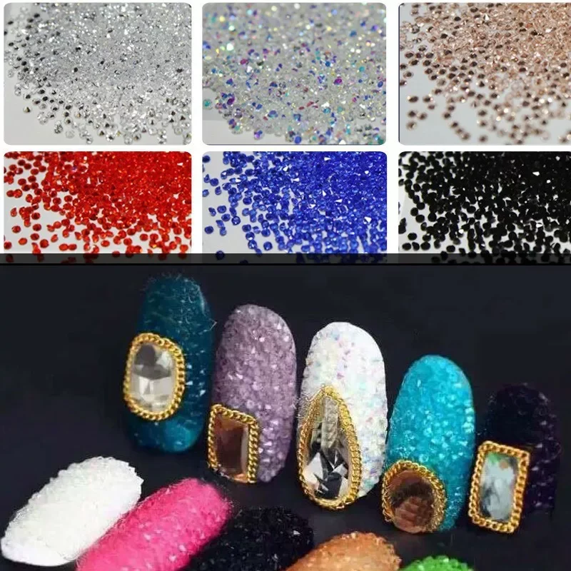 

2021 New MIX Sizes 1440pcs Crystal pixie Chaton Glass Nail Art Rhinestone Micro Manicure Decoration Tiny Mini Rhinestones