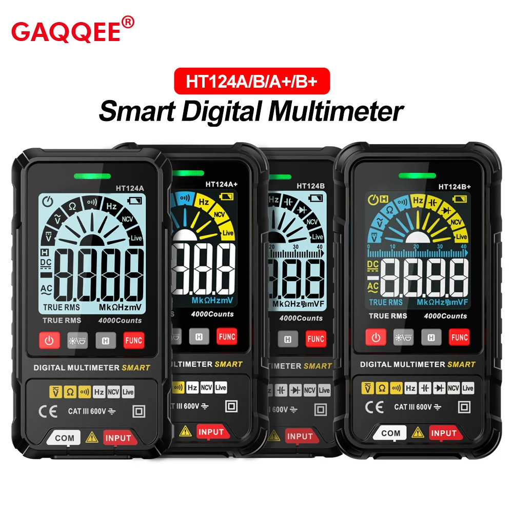 

Цифровой Интеллектуальный мультиметр HT124A HT124B 4000 отсчетов тестер автоматического диапазона Ом Емкость AC DC 600 в профессиональный мультиметр ...