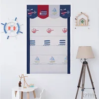 Cartoon Boat Flat Roman Blinds Custom Window Curtains For Children Room Washable Roman Shades Included Installation Part