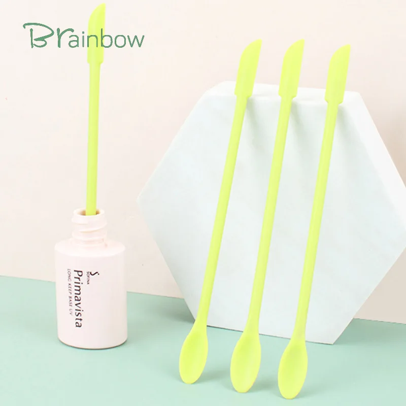 Brainbow 2pcs Cosmetics Spoon Deep Bottle Scraper Flexible Silicone Spatula Liquid Foundation Scoop Face Cream Mini Spoon