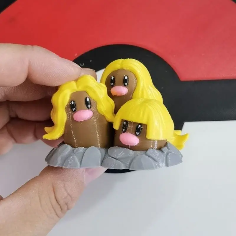Фото Горячие аниме-фигурки Dugtrio Diglett Slowpoke Proportion World 1:20 Diy 3d Печать Милый персонаж мультфильма Настольная модель Детские игрушки №3