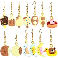 Cute Simulated Food Earrings For Women Resin Drop Earrings Girls Gift Cookies Ice Cream Hamburgers Lovely Earrings Wholesale