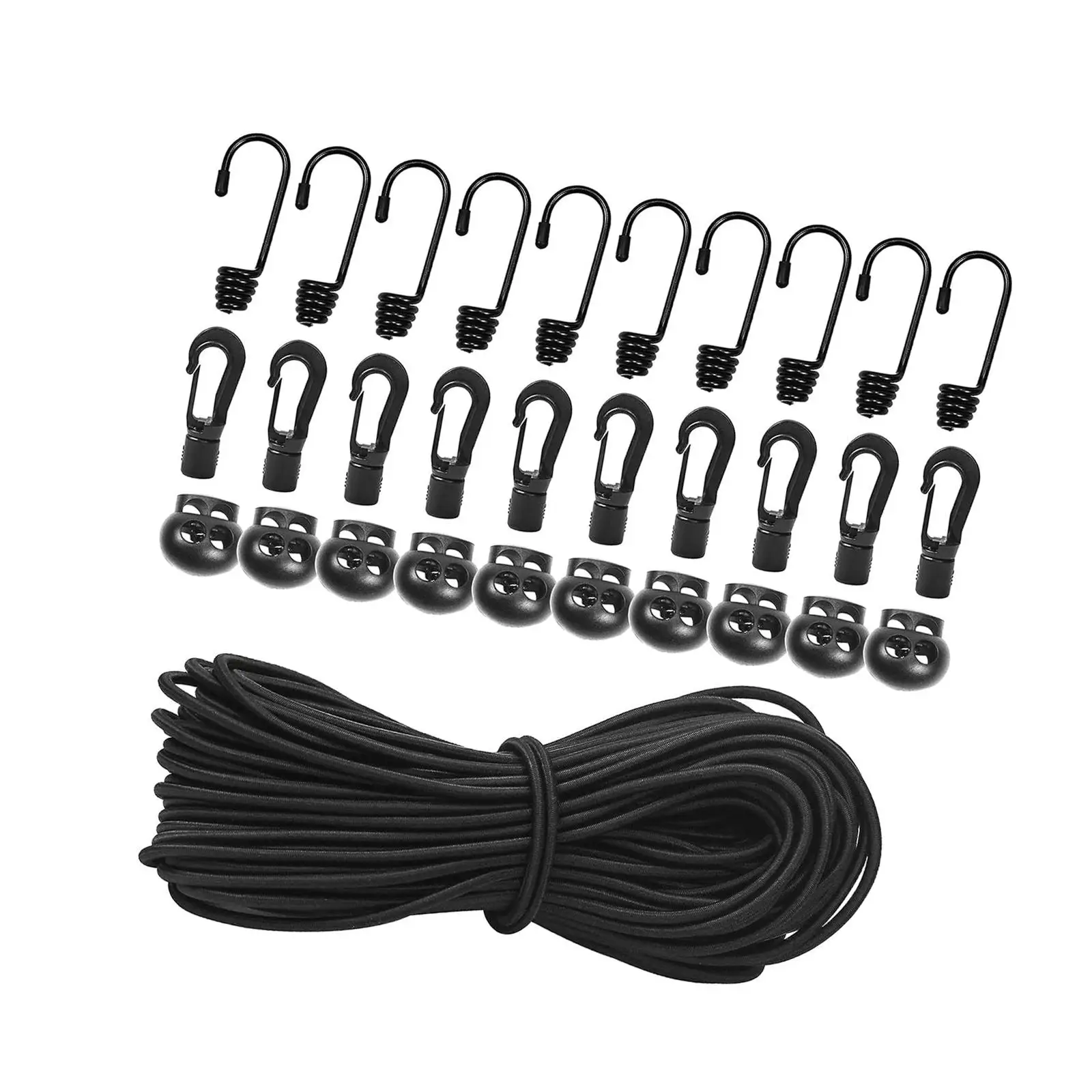 

Elastic Bungee Shock Cord with Hooks Elastic Rope for Camping Canoe Exercise