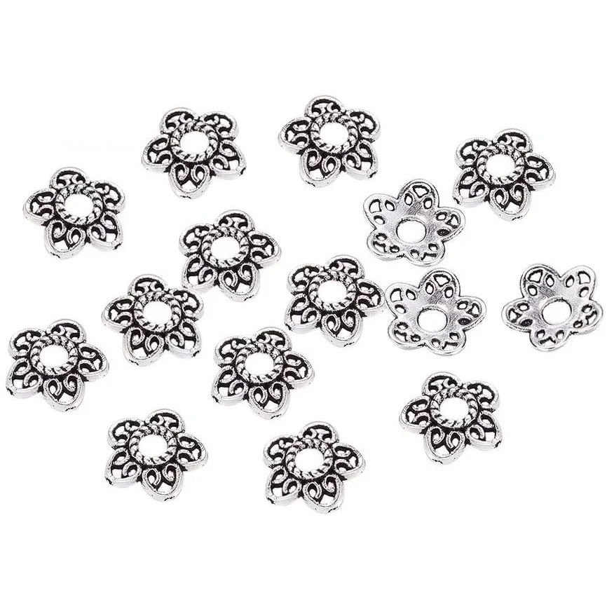 

800pcs 5-Petal Flower Tibetan Style Bead Caps for Jewelry Making Findings