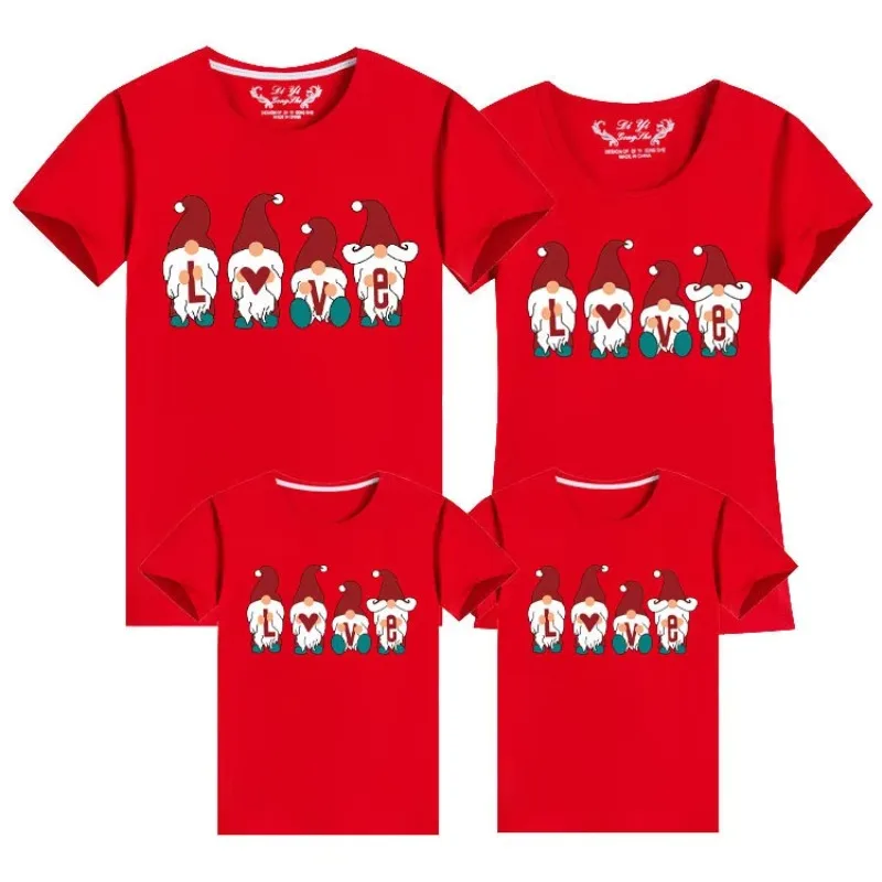 New Christmas Mom Dad And Me Clothes Adult Kids T-shirt Baby Short Sleeve Cotton Print Tshirts Family Look Matching Outfits