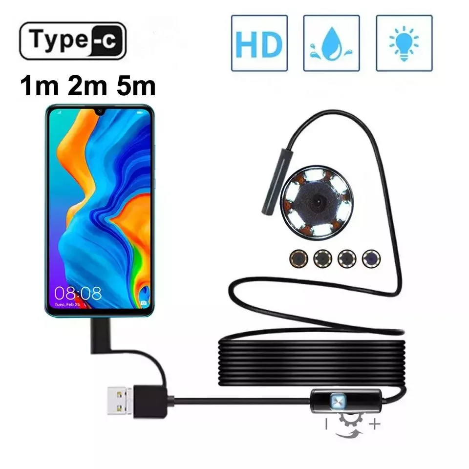 

7.0mm Endoscope Camera HD Mini USB kamera 10m 6LED Cable Waterproof Flexible Inspection Borescope For Android Phone &PC