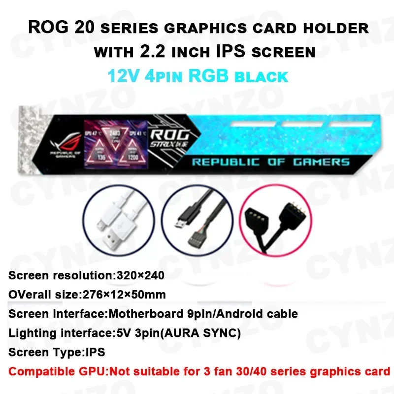 Кронштейн держателя VGA 2 2-дюймовый IPS-дисплей поддержка видеокарты ROG 4080 4070