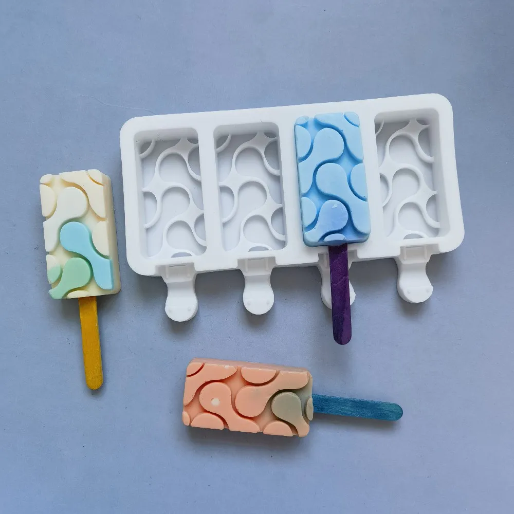 

3D DIY Silicone Ice Cream Mold Handmade Eco-Friendly Popsicle Mould Mousse Dessert Freezer Juice Ice Cube Tray Barrel Maker tool