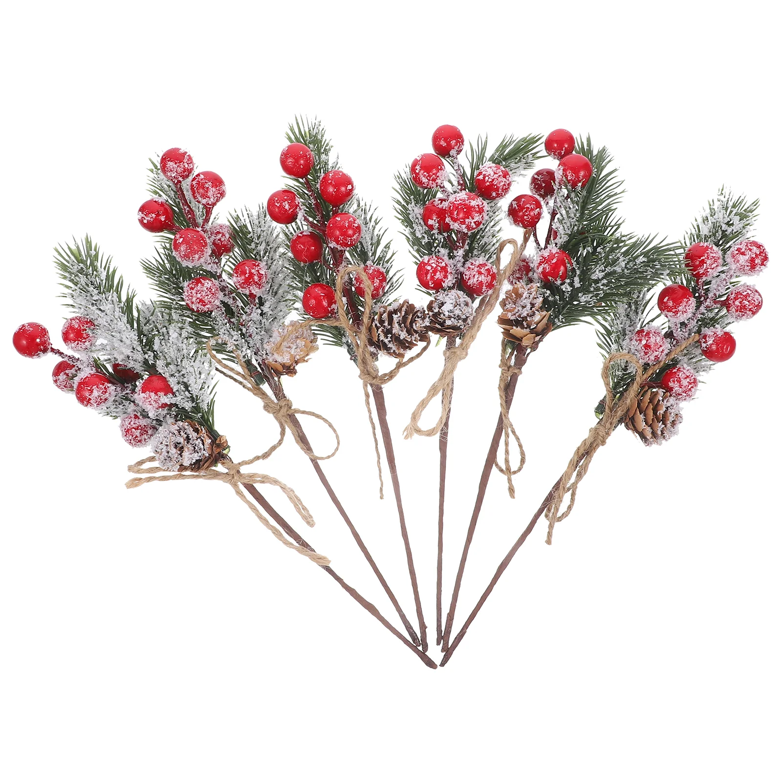 

6pcs Simulation Berry Pine Picks Decoration Christmas Berry Stems Accessories Party Decors