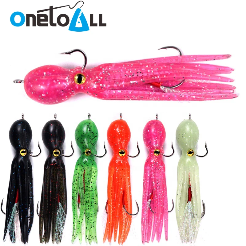 

OnetoAll 1 PC 21g 11cm Squid Soft Fishing Lure Lead Jig Hooks 3D Eyes Luminous Octopus Artificial Bait Wobblers Swimbait Tackle