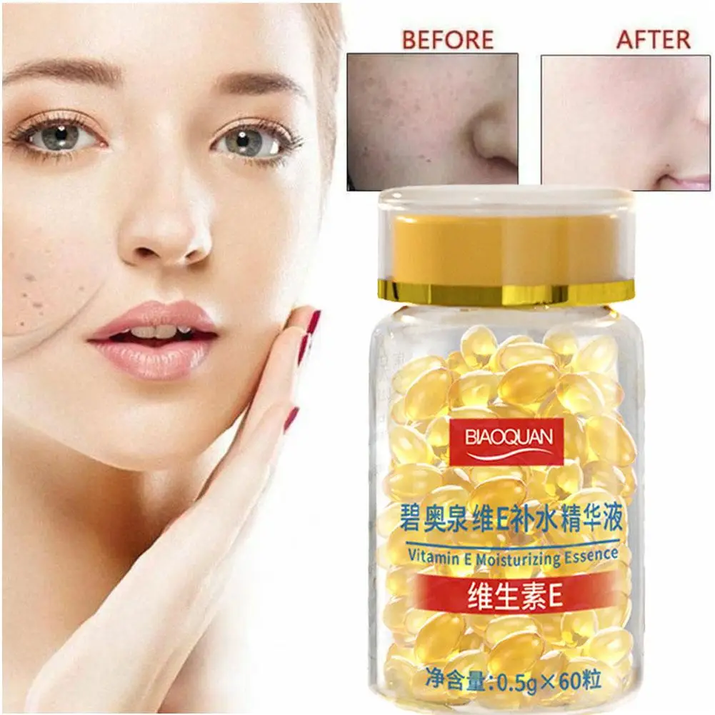 

Vitamin E Soft Capsules Serum Hydrating Essence Removal Capsules 60pcs/bottle Acne Whitening Moisturizing Freckle Treatment Q2V9